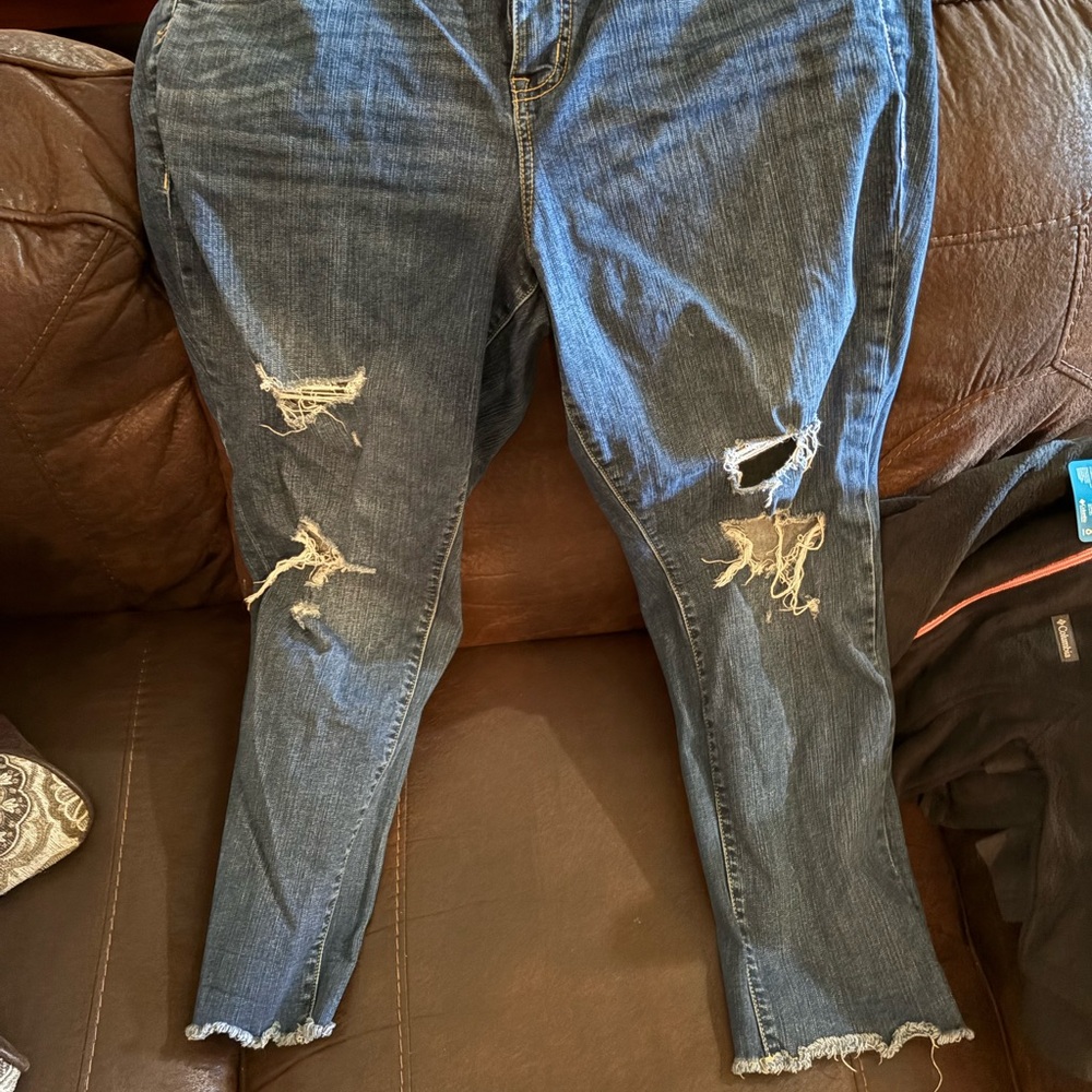 Torrid Distressed Dark Blue Boyfriend Jeans